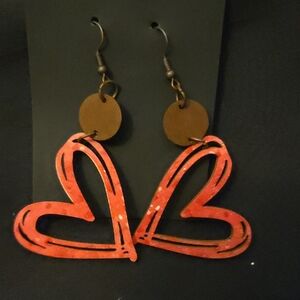 Heart-Shaped Red Earrings